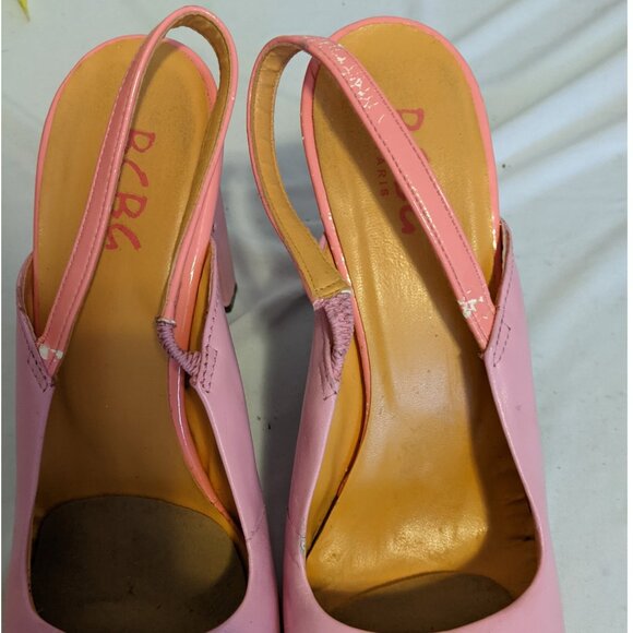 Vintage Y2K BCBG Pink Slingback Heels Square Toe Barbiecore Shoes Chunky Heel 8 - Picture 6 of 16